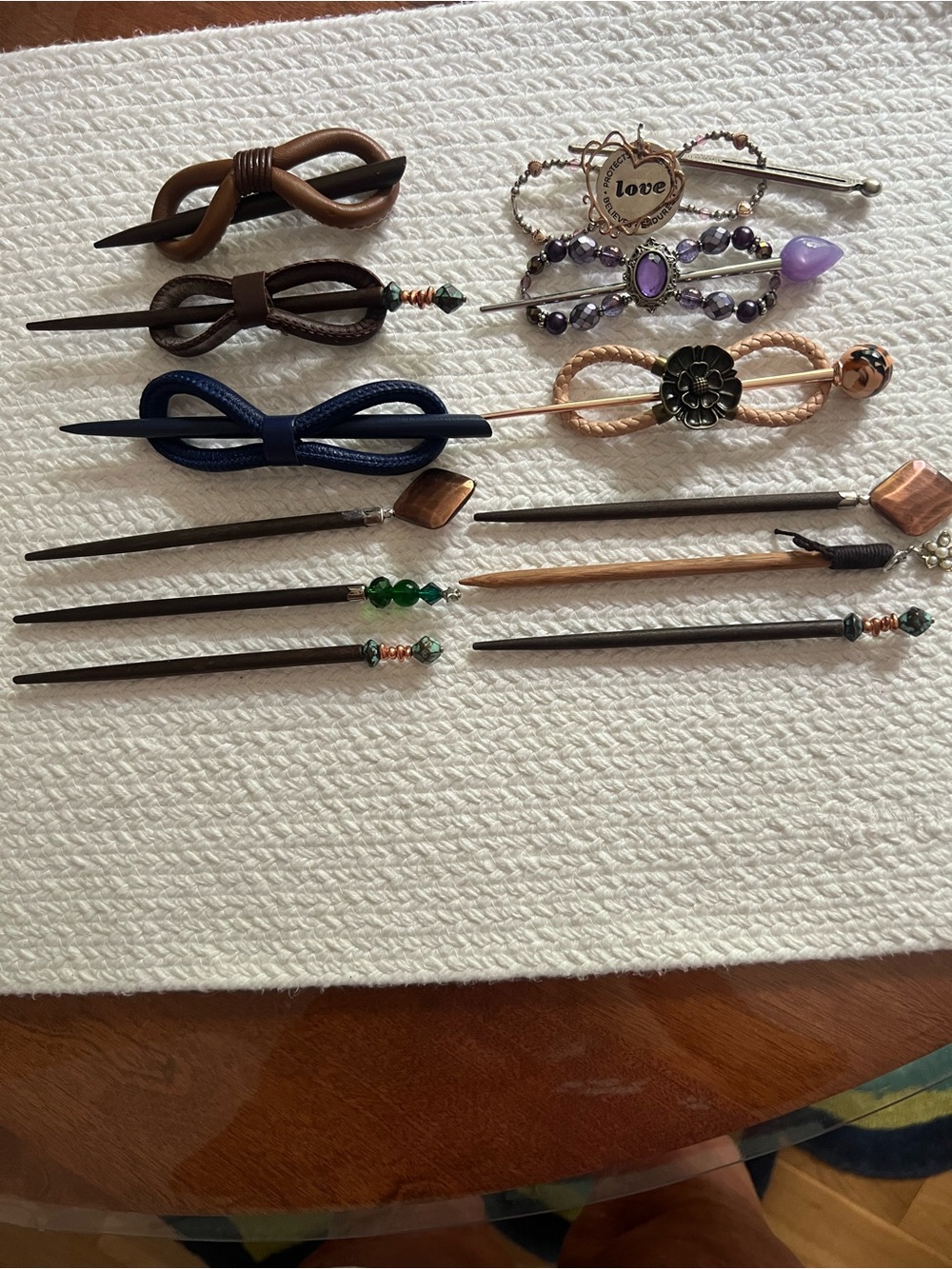 Lia Sophia Assorted Hair Sticks in Brown, Navy, Purple, Green and Gold Tones
